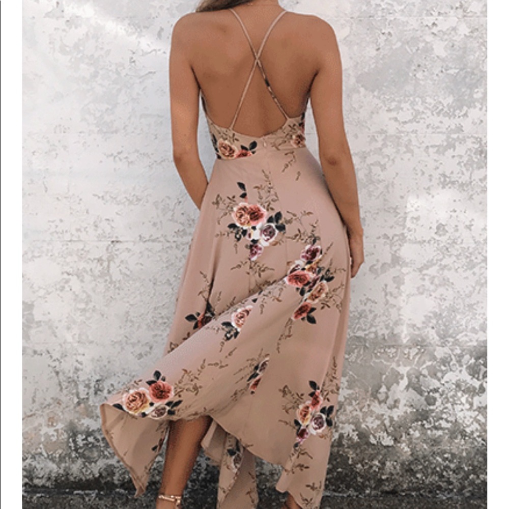 Floral Print Asymmetrical Sleeveless Maxi Dress - Picture 3 of 7